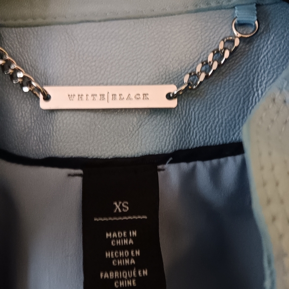 WHBM LIGHT BLUE LEATHER JACKET - Picture 4 of 16